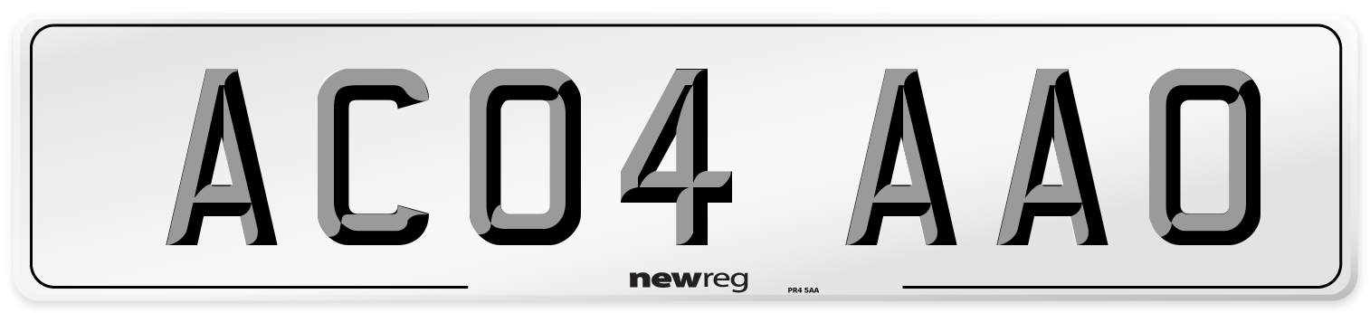 AC04 AAO Number Plate from New Reg